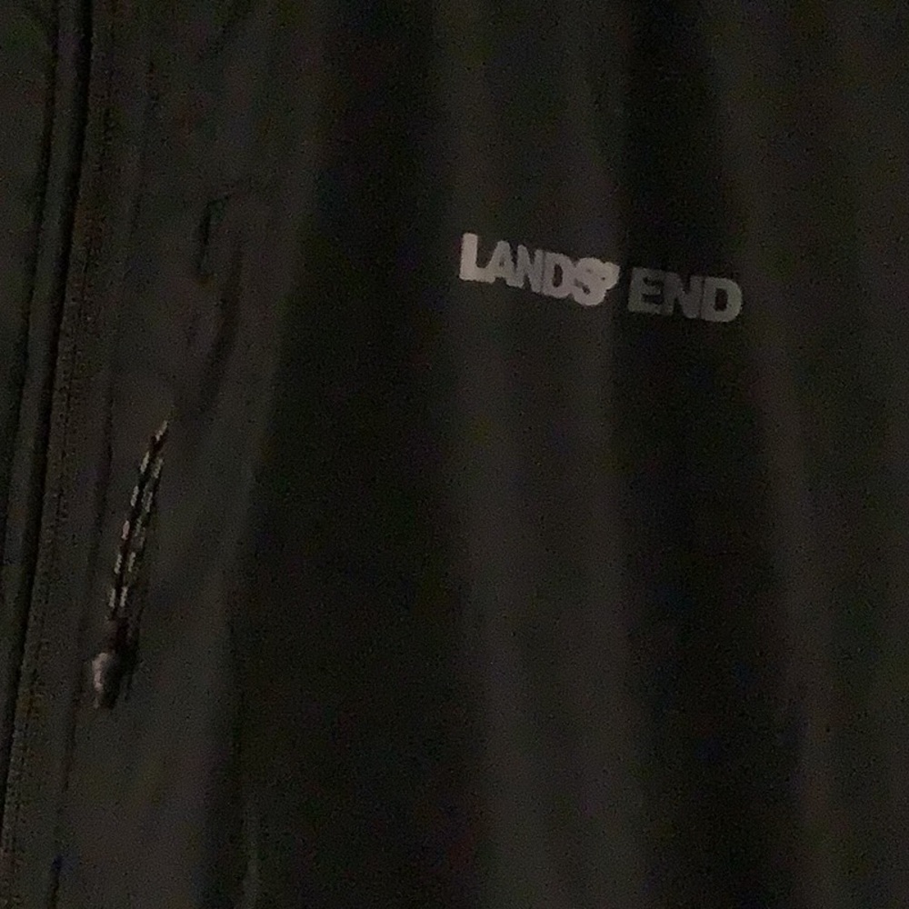Lands’ End gray and black fleece full zip, size large - Picture 2 of 5